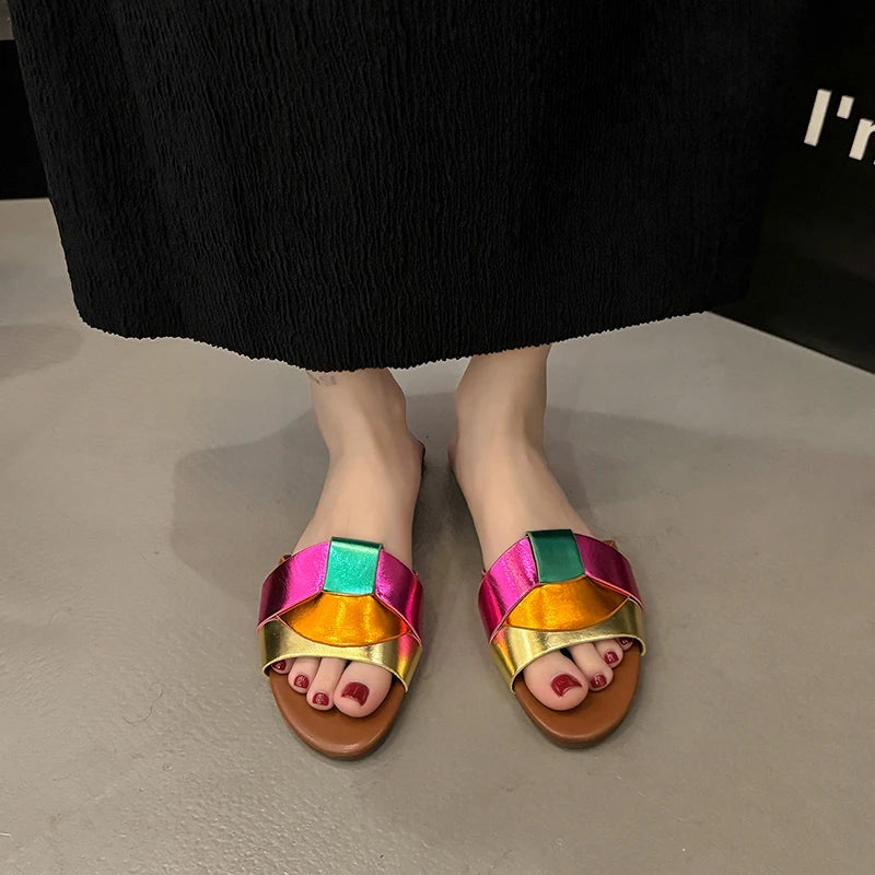 Women's Summer Designer Solid-Color Fashion Slides | Chic Casual Outdoor Slippers