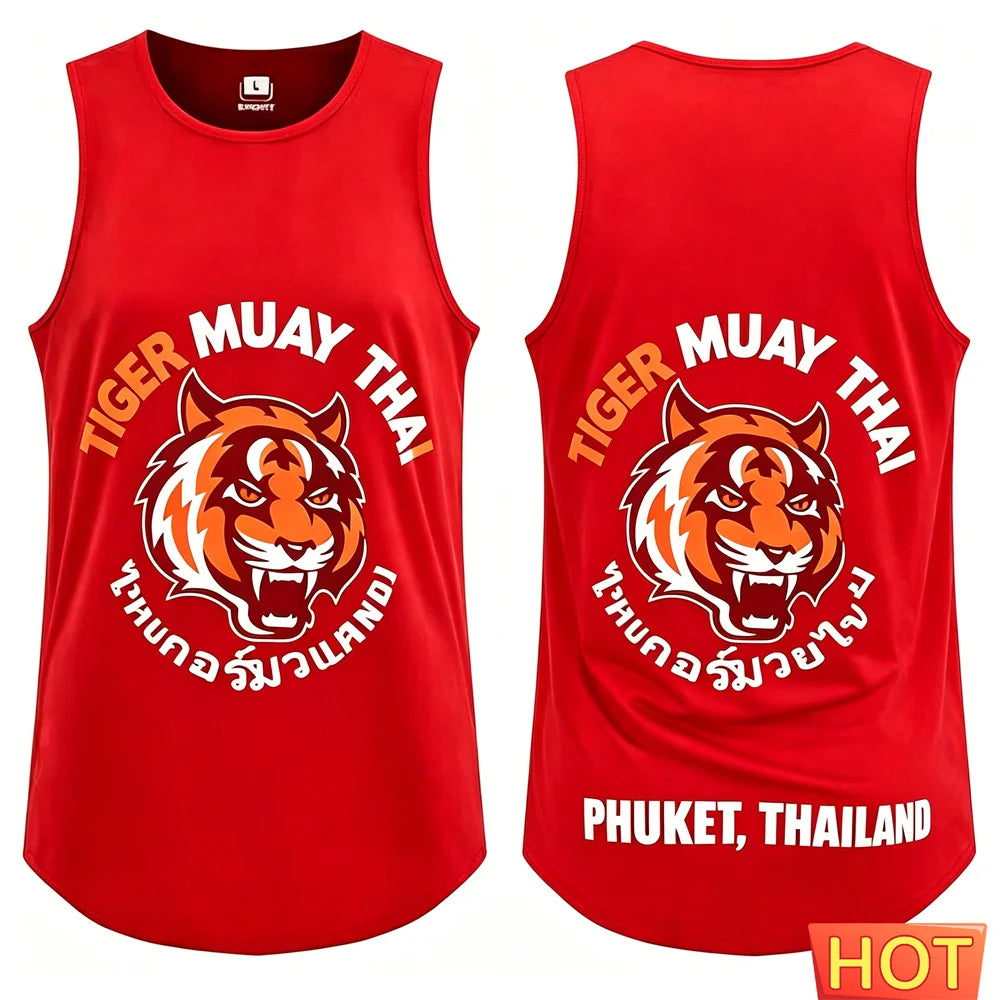 Men’s Muay Thai Tiger Graphic Tank Top – Athletic Athletic Sleeveless Vest