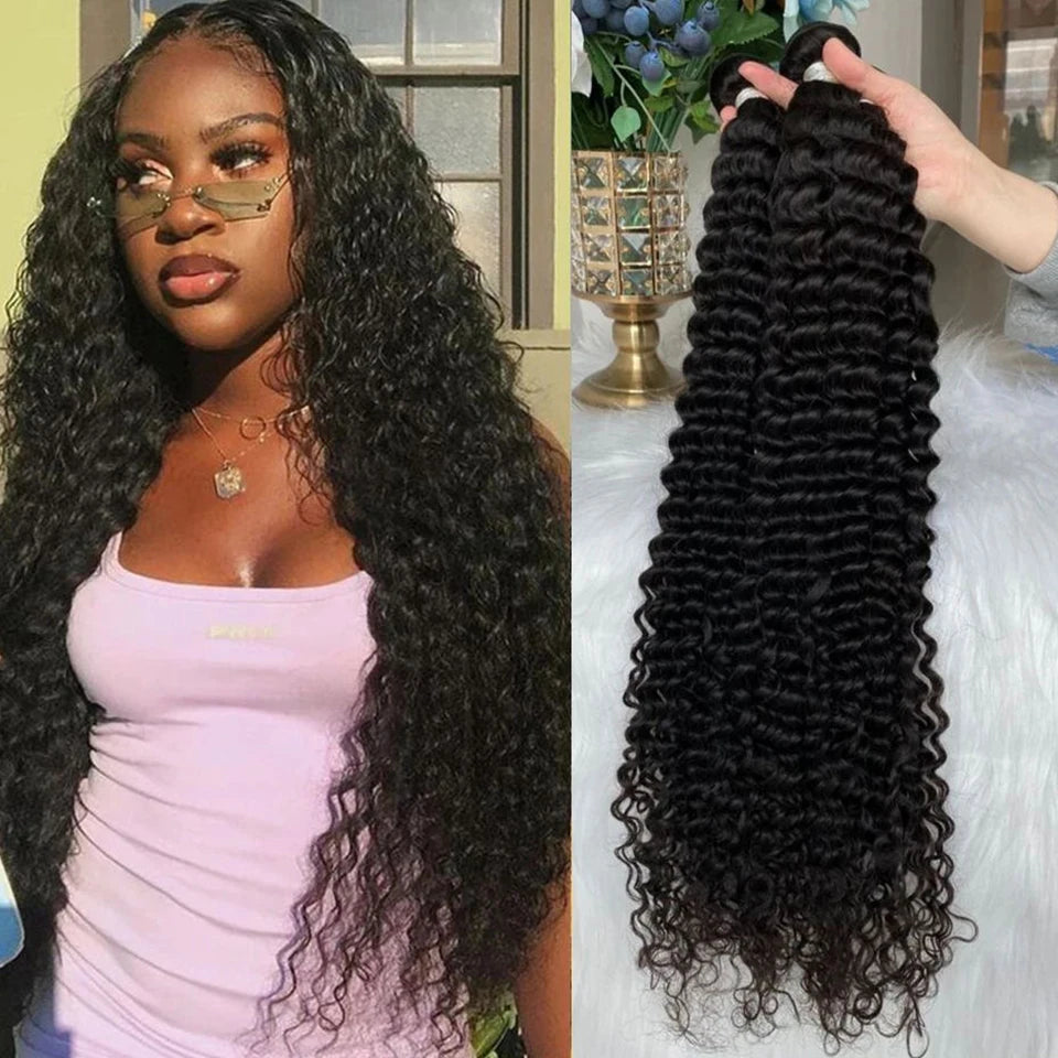 CrownLux™ Peruvian Kinky Curly Remy Bundles
