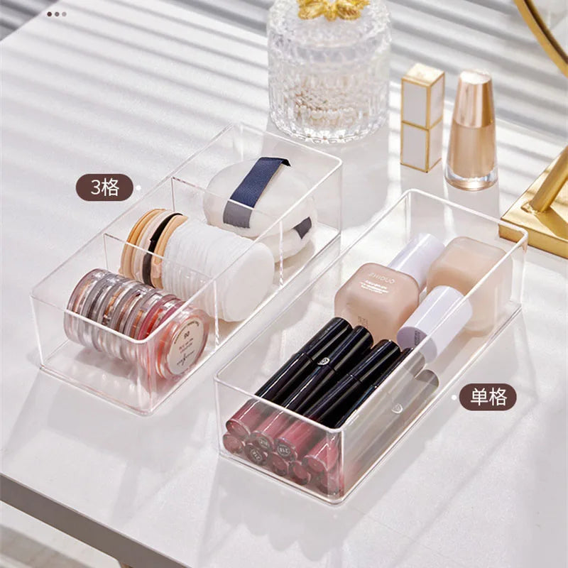 Clear Acrylic Desktop Cosmetic Organizer & Layered Makeup Storage Box