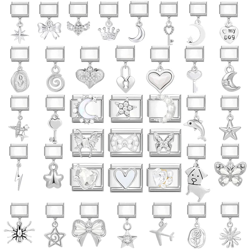 9mm Stainless Steel Italian Charm Links for DIY Modular Bracelets