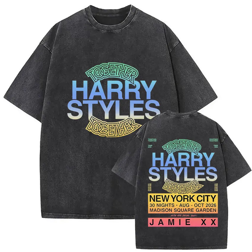 Retro Washed Harry Styles T-shirt Men Women O-Neck Oversized Cotton T Shirt Tops