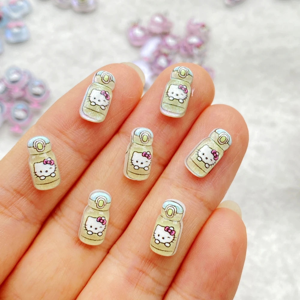 CharmCraft™ 50-Piece Mixed Resin Rhinestone Charms – Kitten, Mirror & Camera Nail Art Decorations