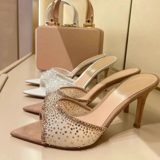 2026 French Style Women's Pointed Open-Toe Stiletto Mules & Summer Outdoor Slides