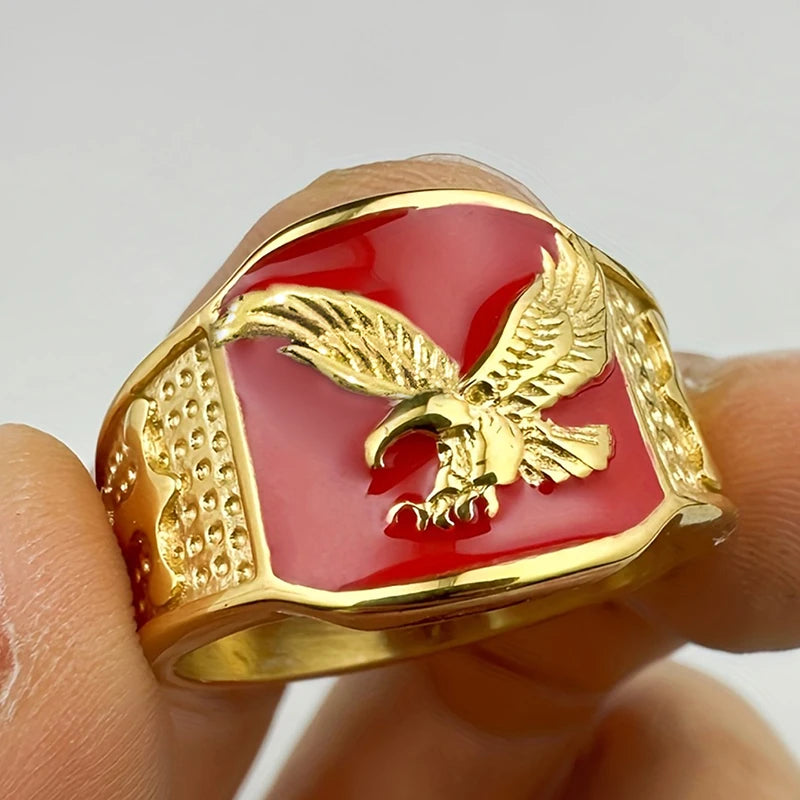 Huitan Unique Bright Eagle Unisex Rings Gorgeous Hip Hop Party Jewelry for Men/Women Chic Fashion Punk Stylish Finger Accessory