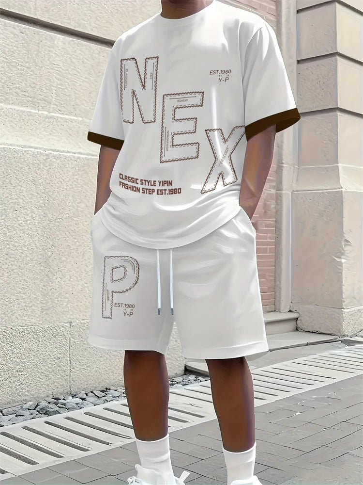 Men's Paisley 3D Print T-Shirt & Drawstring Shorts Set
