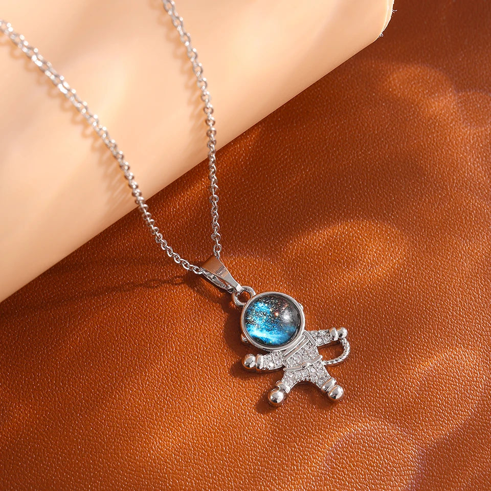 Lumière Celestial™ Titanium Steel Planet & Moon Pendant Necklace