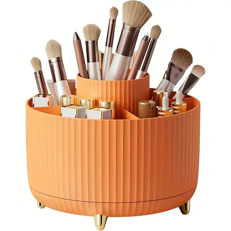 Makeup Brushes Holder 360° Rotating Organizer 5 Slot Multi-Functional Desk Storage Cosmetics Storage for Vanity Desktop Bathroom