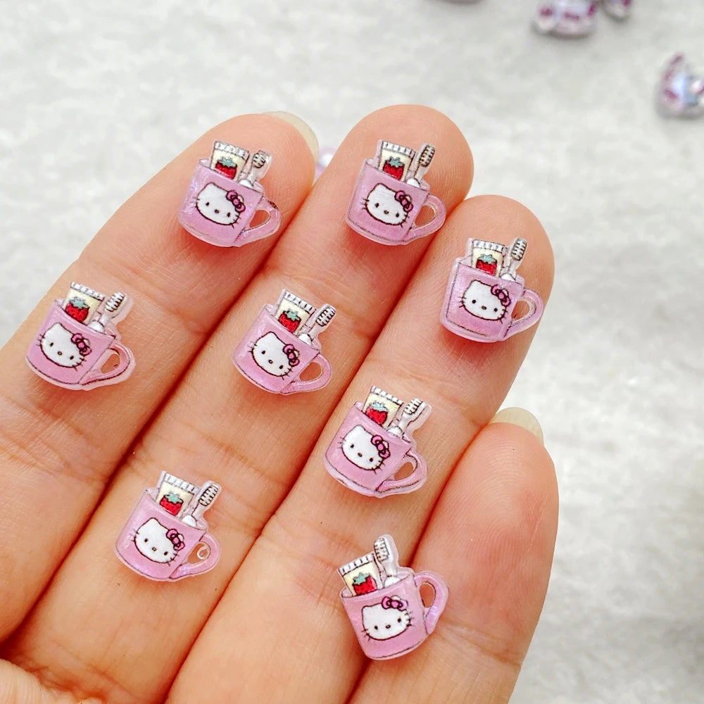 CharmCraft™ 50-Piece Mixed Resin Rhinestone Charms – Kitten, Mirror & Camera Nail Art Decorations