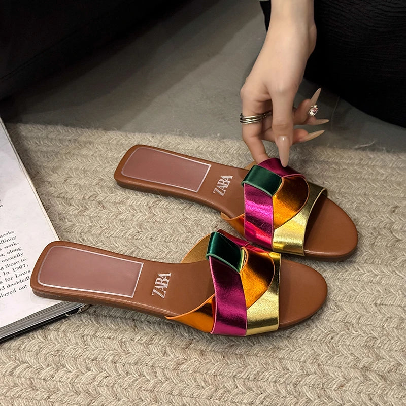 Women's Summer Designer Solid-Color Fashion Slides | Chic Casual Outdoor Slippers