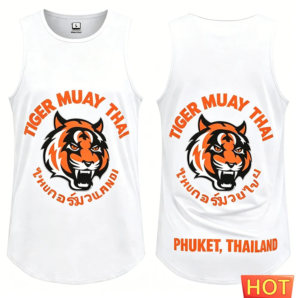 Men’s Muay Thai Tiger Graphic Tank Top – Athletic Athletic Sleeveless Vest