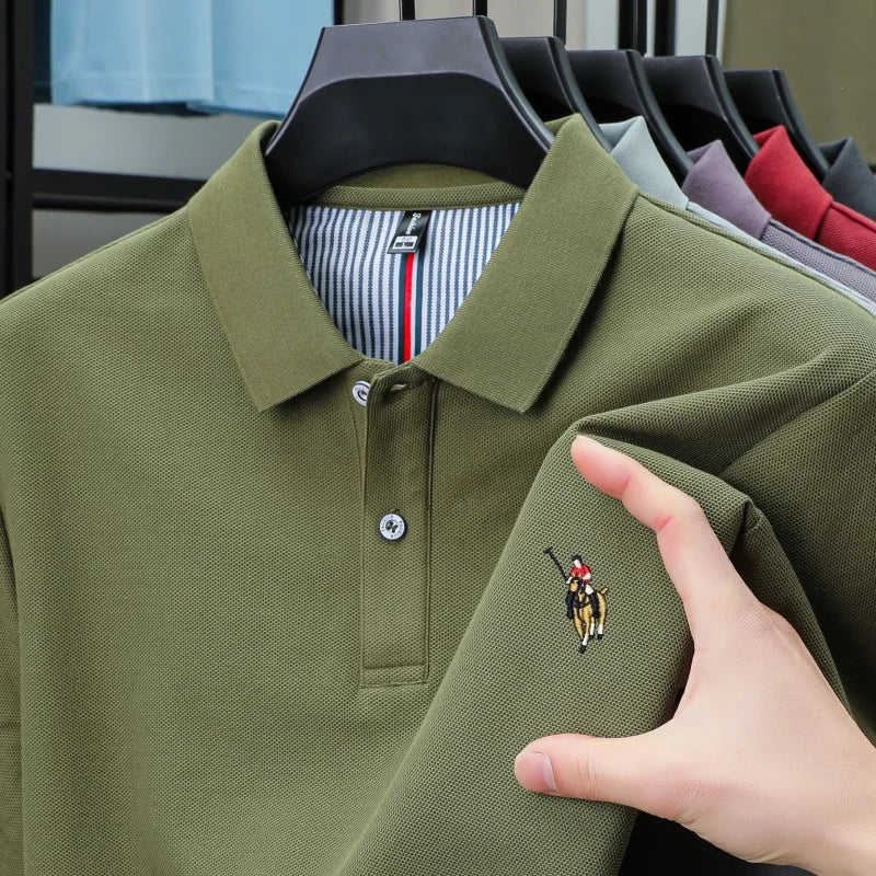 Men's 100% Cotton Embroidered Golf Polo Shirt
