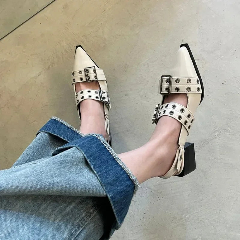SoleChic™ Rivet Studded Pointed-Toe Ballet Flats & Platform Sandals