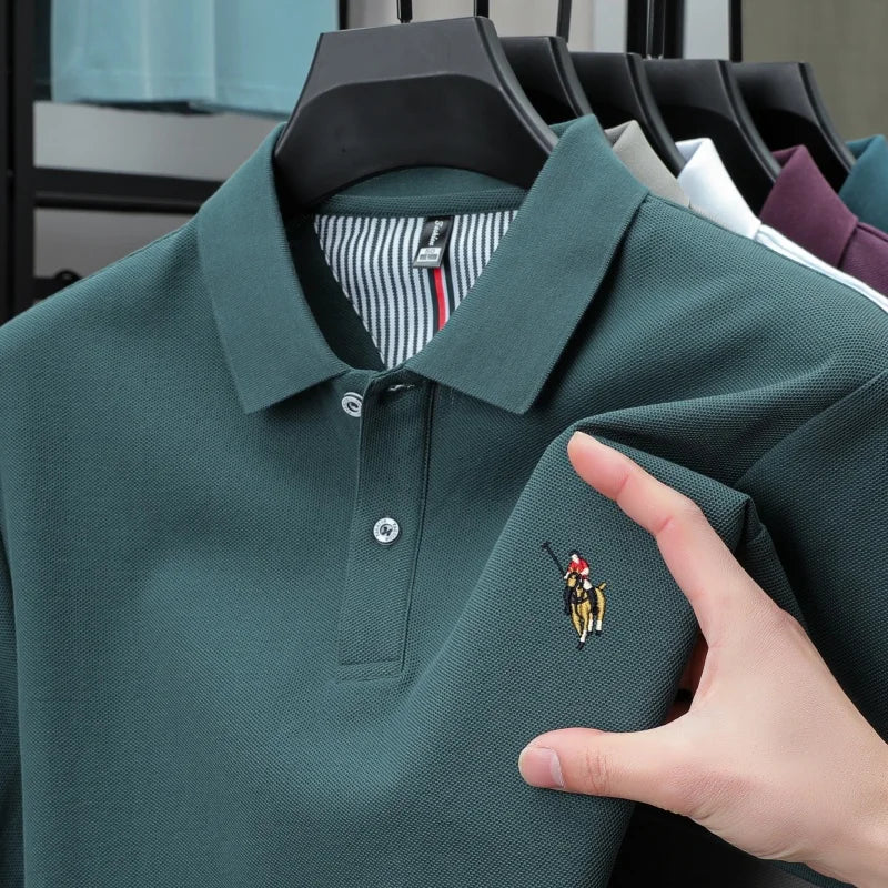 Men's 100% Cotton Embroidered Golf Polo Shirt