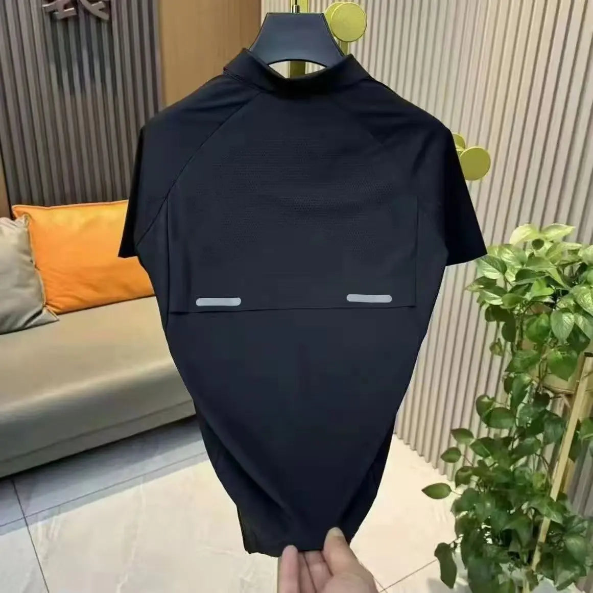 Summer Breathable Splicing Shirt Shorts Two-piece Set Men's High Elastic Loose Quick-drying Sports and Leisure Suit