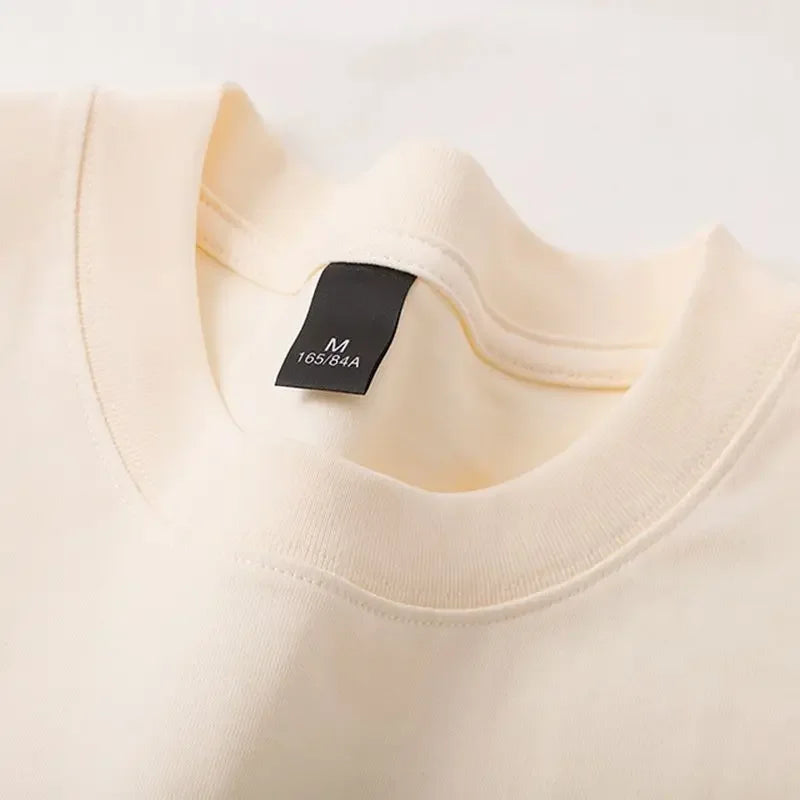 Cotton 600G Heavyweight Pure Cotton Short Sleeved T-shirt for Men and Women Half Sleeved Summer Solid Color Thick Loose T-shirt