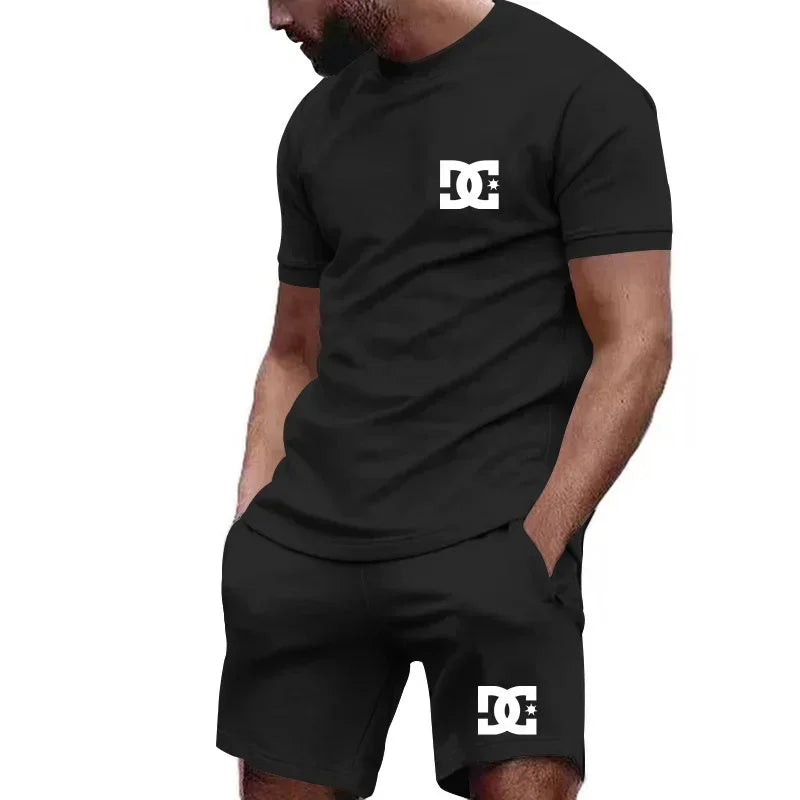 Men's Summer Two-Piece Short-Sleeve T-Shirt & Breathable Shorts Set