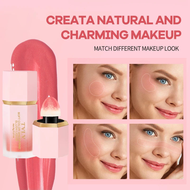 VelvetFlush™ Smooth Liquid Cream Blush – 6 Shades Velvet Matte Pink Blusher