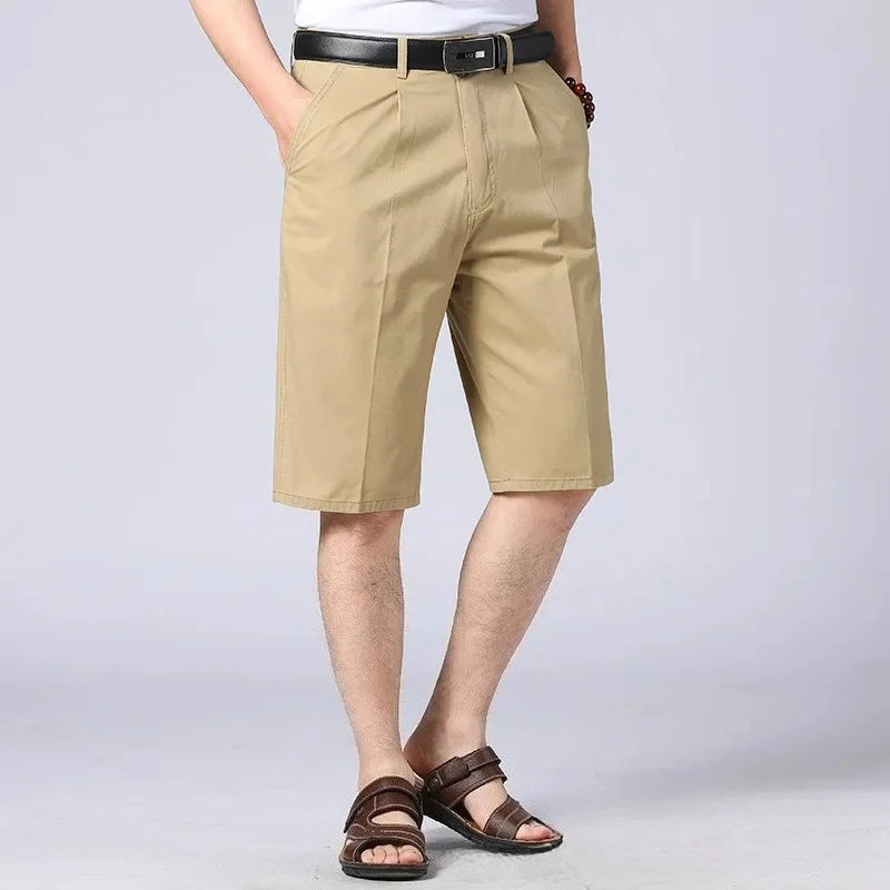 Men's High-Waist Loose-Fit Cotton Cropped Shorts