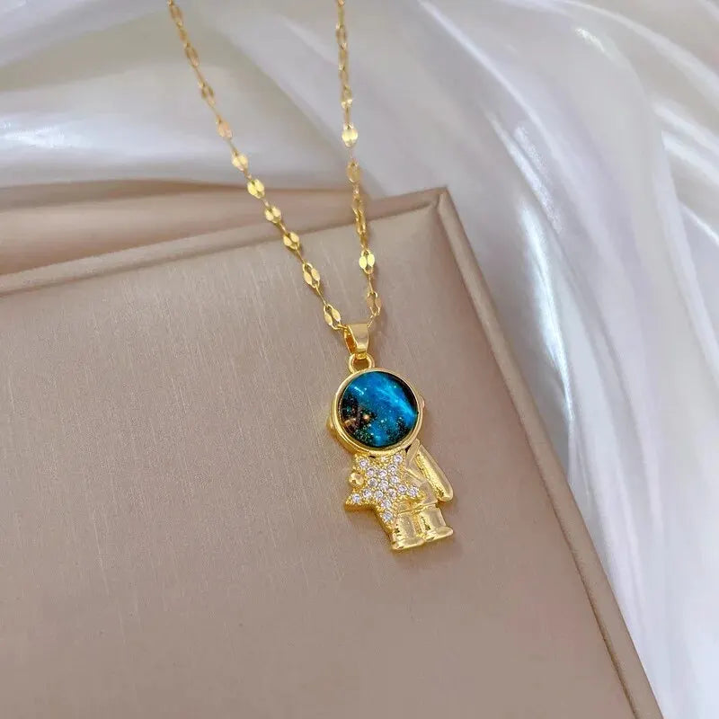 Lumière Celestial™ Titanium Steel Planet & Moon Pendant Necklace