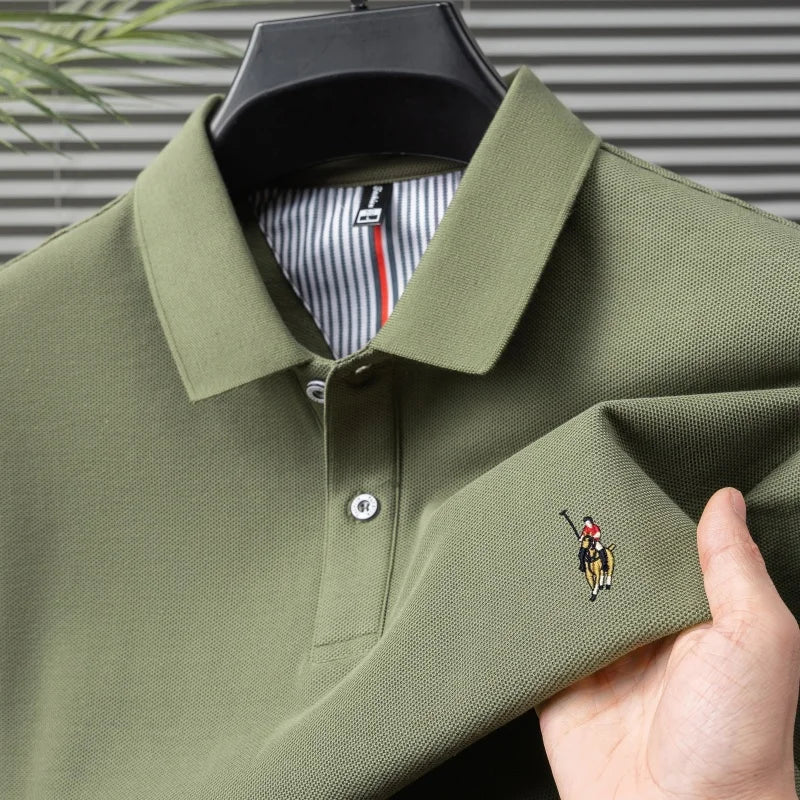 Men's 100% Cotton Embroidered Golf Polo Shirt