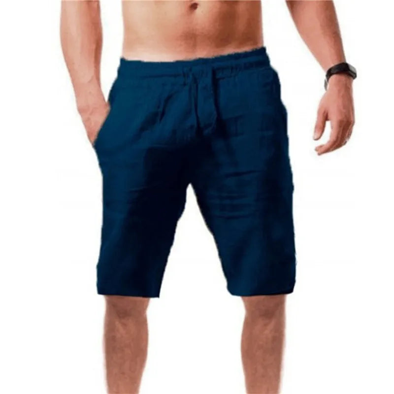 Men's Breathable Cotton Solid Color Casual Shorts