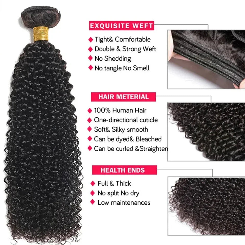 CrownLux™ Peruvian Kinky Curly Remy Bundles