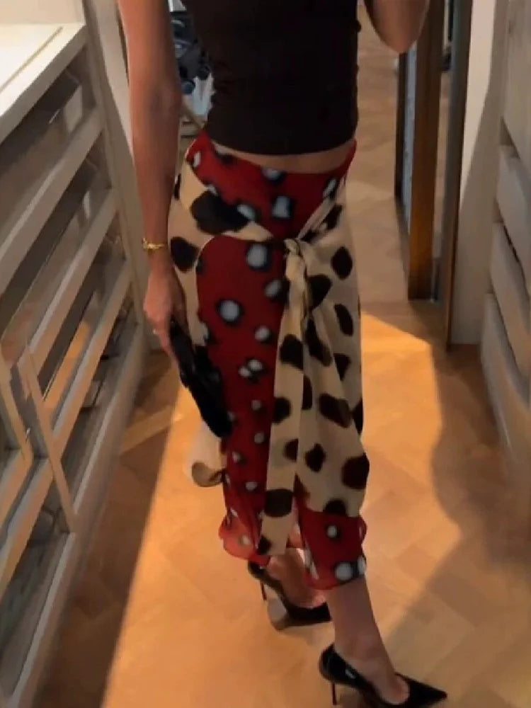 Women's Animal Print V-Neck Ruched Drawstring Slip Maxi Dress