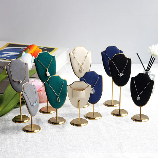 Mini Necklace Display Stand & Velvet Jewelry Bust Rack