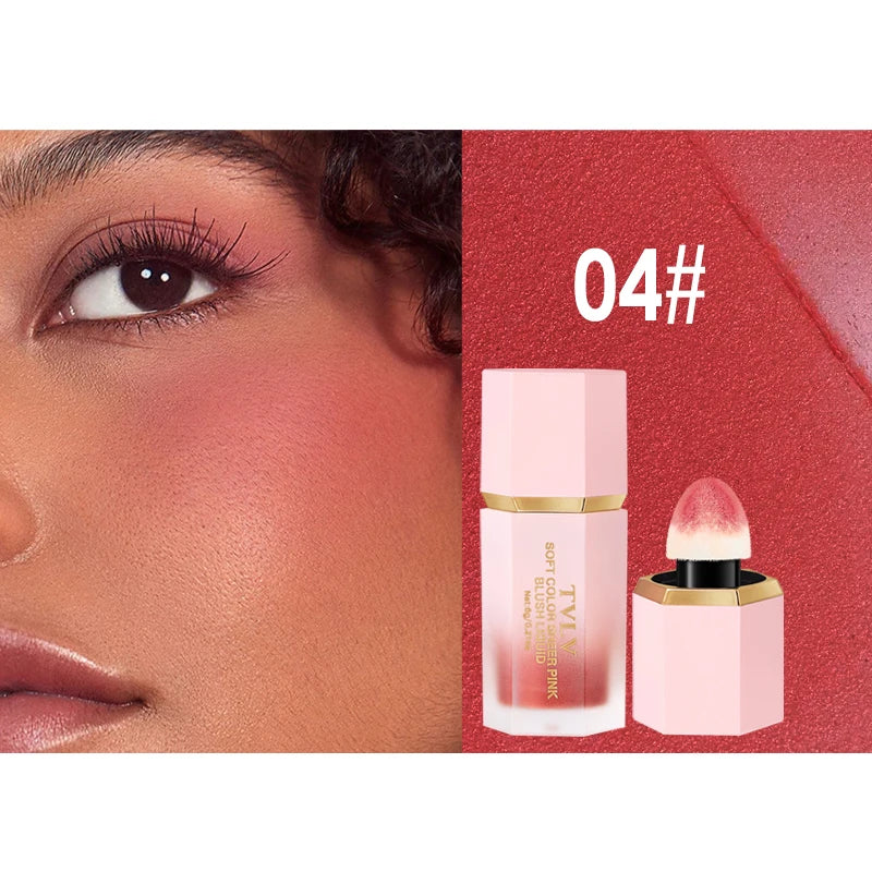 VelvetFlush™ Smooth Liquid Cream Blush – 6 Shades Velvet Matte Pink Blusher