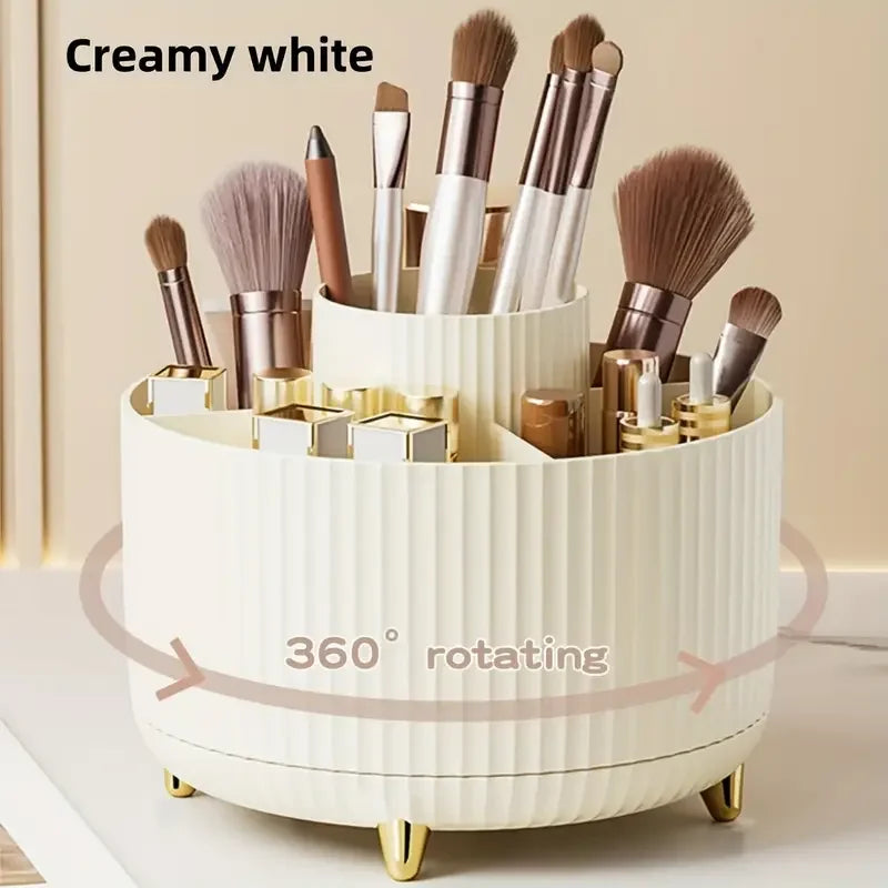 Makeup Brushes Holder 360° Rotating Organizer 5 Slot Multi-Functional Desk Storage Cosmetics Storage for Vanity Desktop Bathroom