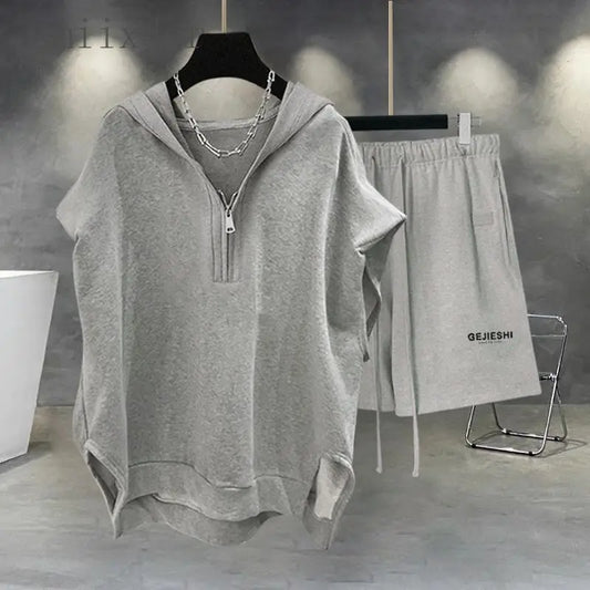 Men's Korean Streetwear Loose Sports Shorts Set