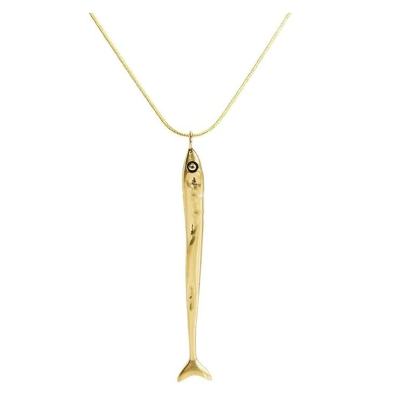 X6HE Sea Theme Sardine Pendant Necklace Adjustable Length Alloy Jewelry Unisex