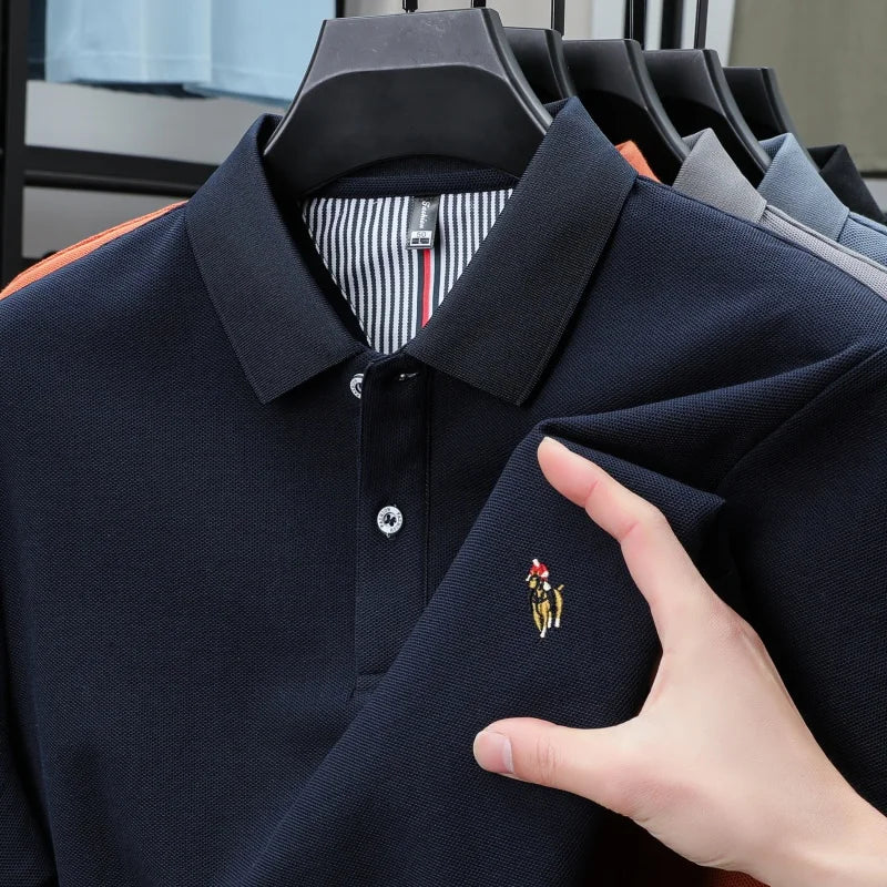 Men's 100% Cotton Embroidered Golf Polo Shirt