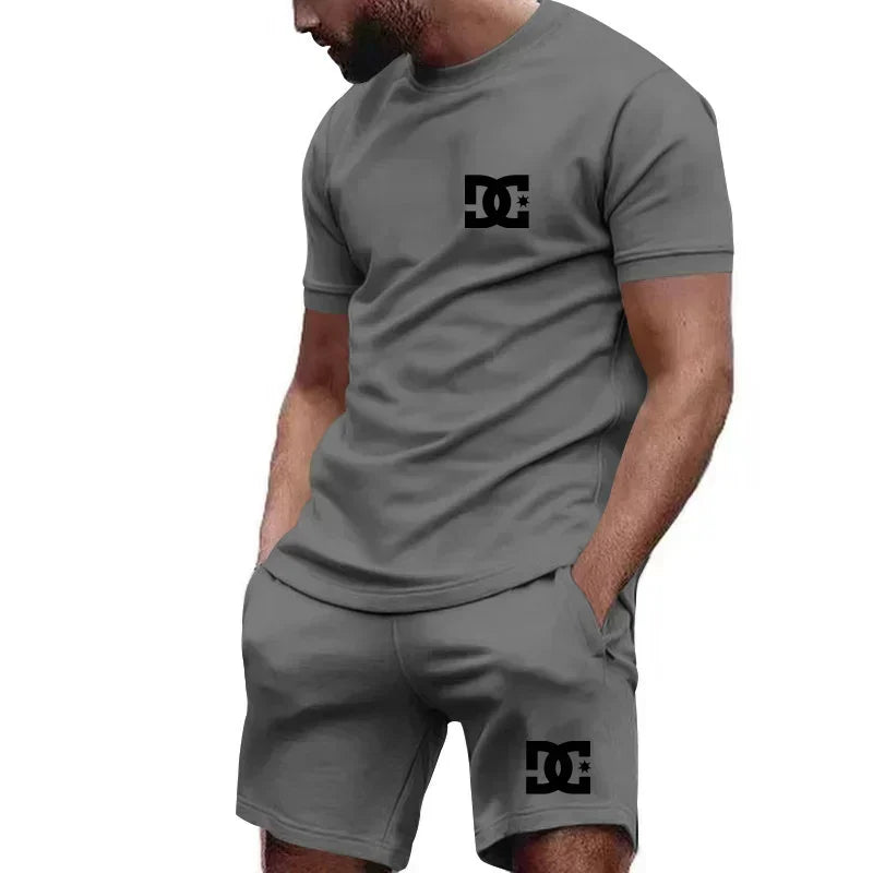 Men's Summer Two-Piece Short-Sleeve T-Shirt & Breathable Shorts Set