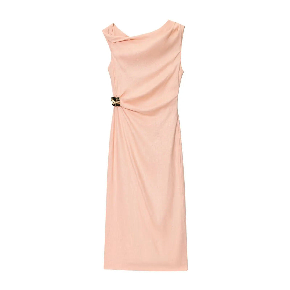 Women's Asymmetrical One-Shoulder Ruched Maxi Dress with Side Slit