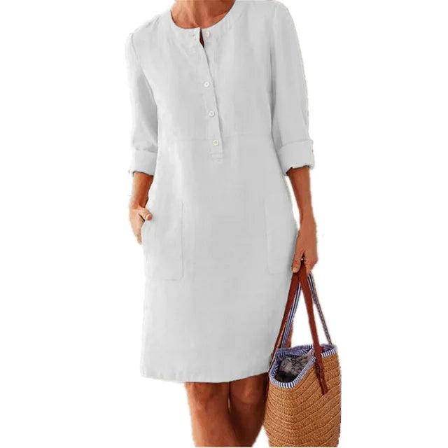 Women's Summer Long Maxi Dr Cotton Casual plus Size Street Sle Splice Loose Waist ort Sve V-Ne  Color