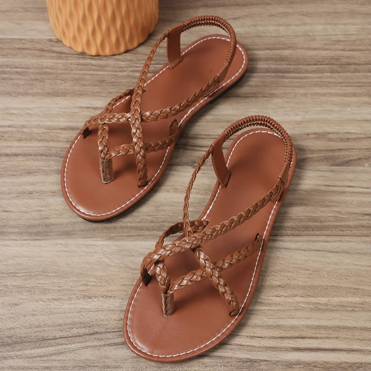 SoleVacay™ Woven Hollow Clip-Toe Flat Sandals – Summer Beach & Casual Slides
