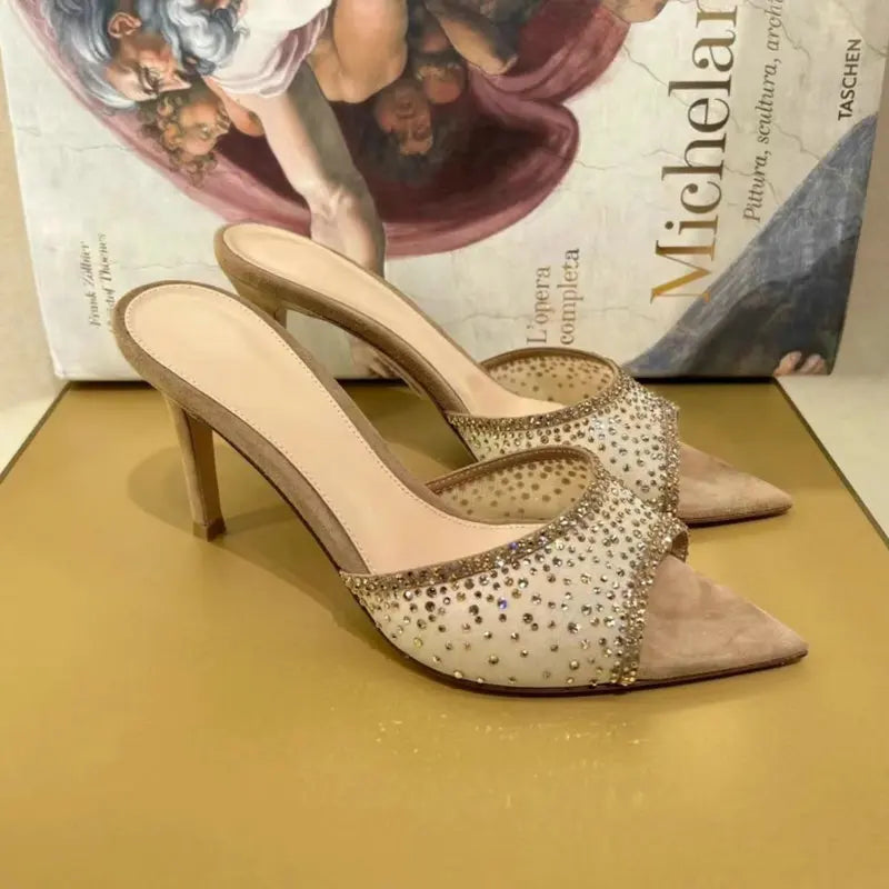 2026 French Style Women's Pointed Open-Toe Stiletto Mules & Summer Outdoor Slides