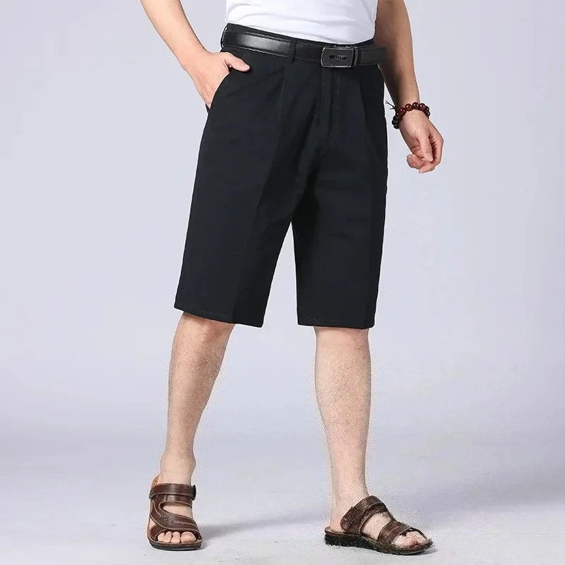 Men's High-Waist Loose-Fit Cotton Cropped Shorts