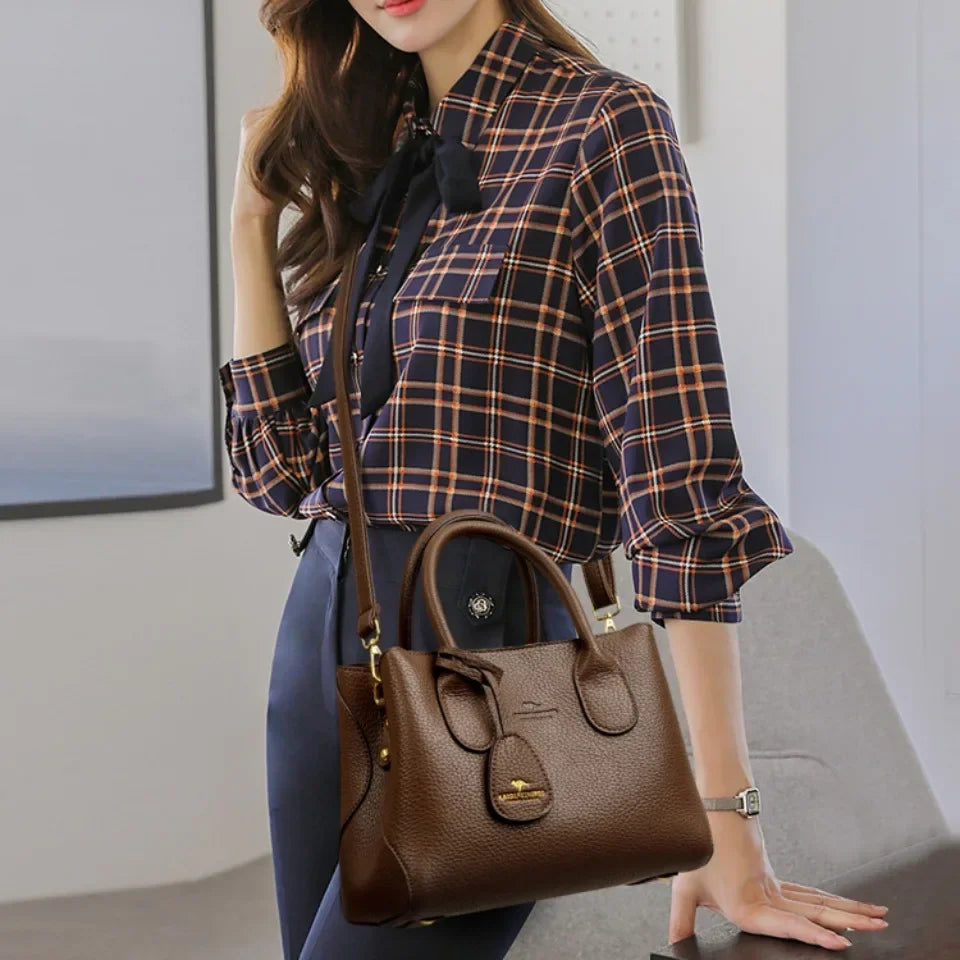 Women's 3-Layer Soft Leather Shoulder & Crossbody Handbag