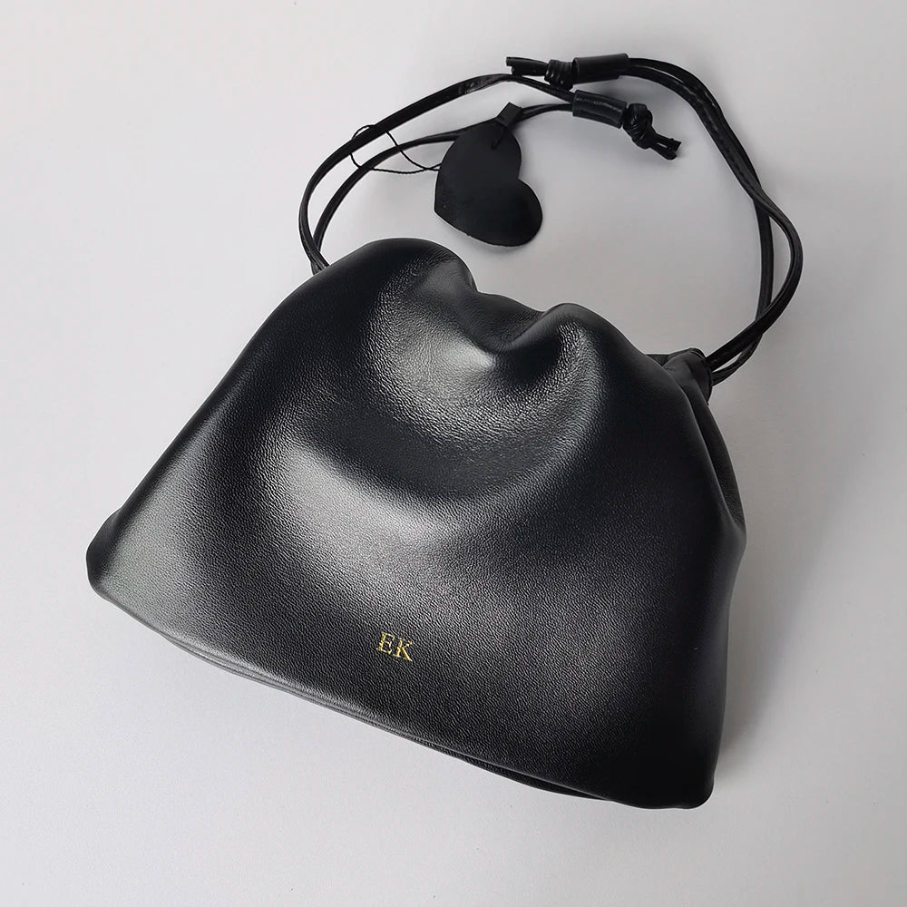 Women's Lambskin Cloud Drawstring Mini Underarm & Crossbody Bag