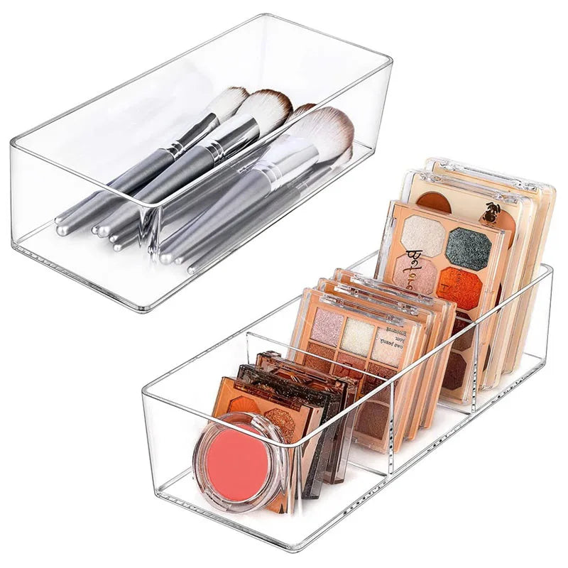 Clear Acrylic Desktop Cosmetic Organizer & Layered Makeup Storage Box