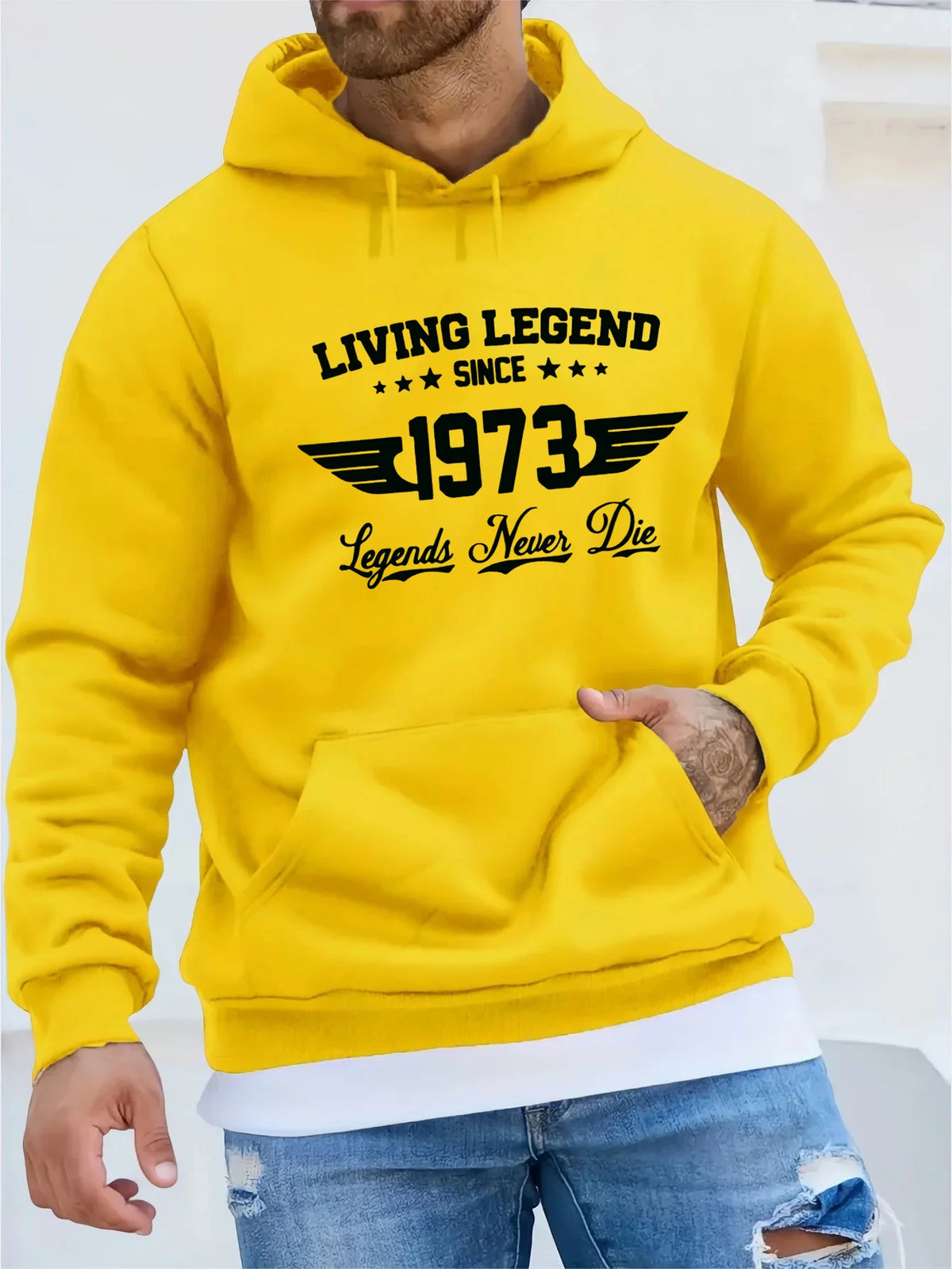 Men’s Retro 1973 Graphic Hoodie – Loose Fit Fall/Winter Fleece Pullover