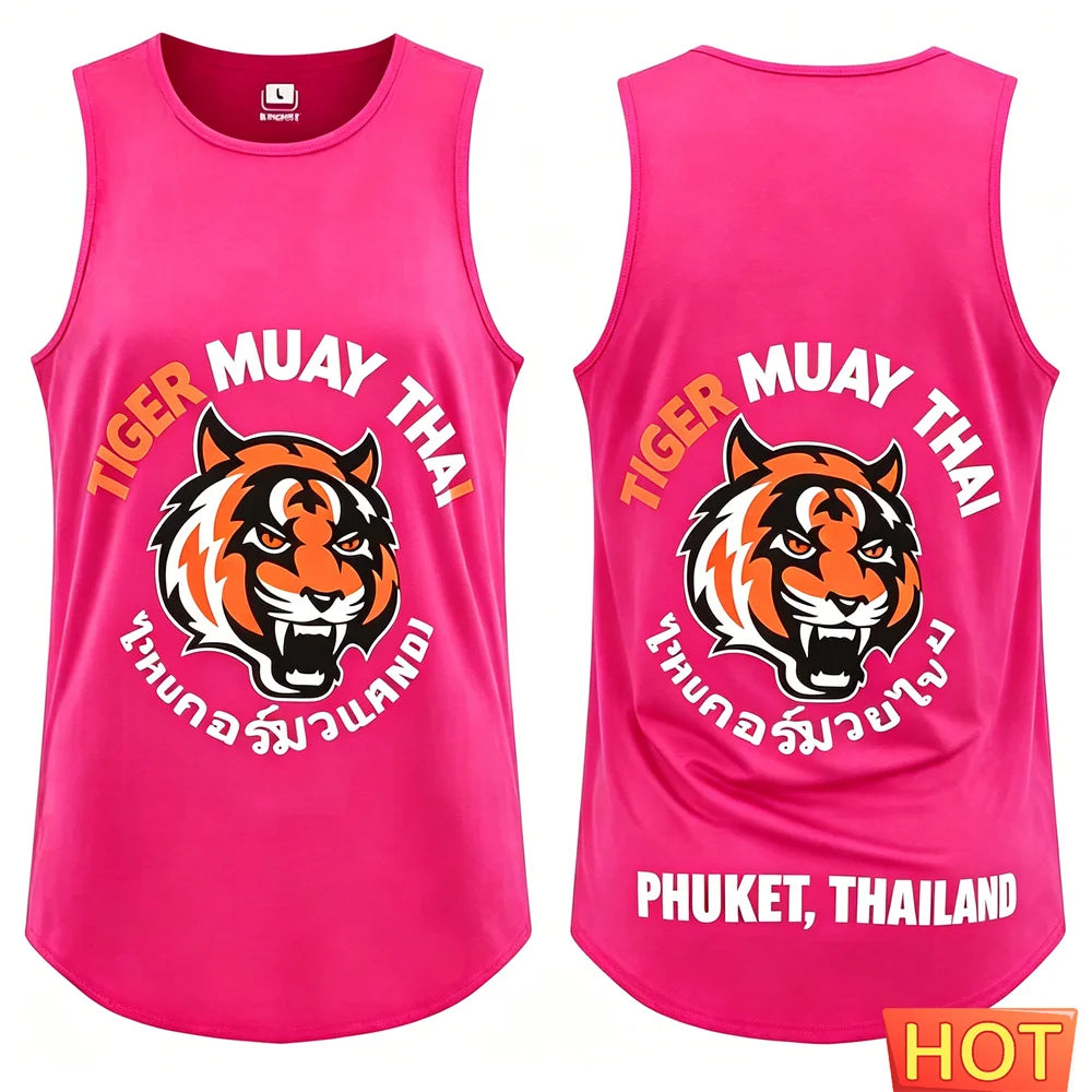Men’s Muay Thai Tiger Graphic Tank Top – Athletic Athletic Sleeveless Vest