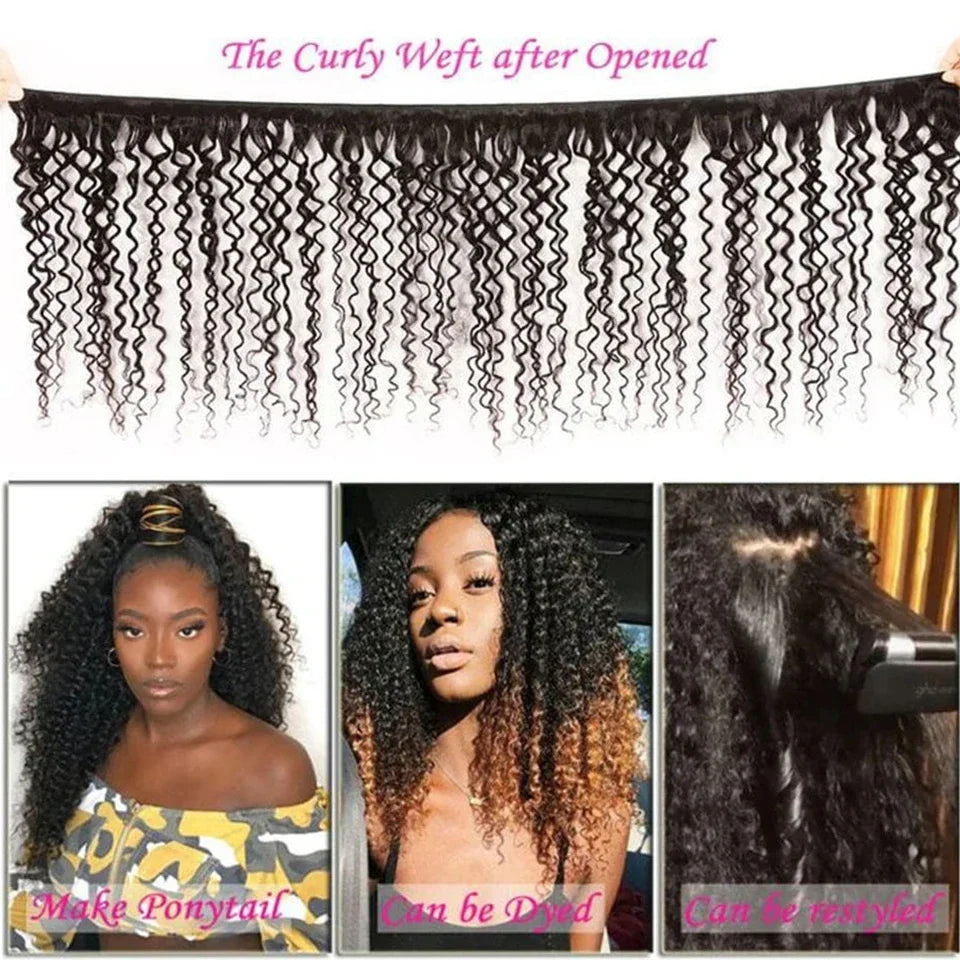 CrownLux™ Peruvian Kinky Curly Remy Bundles