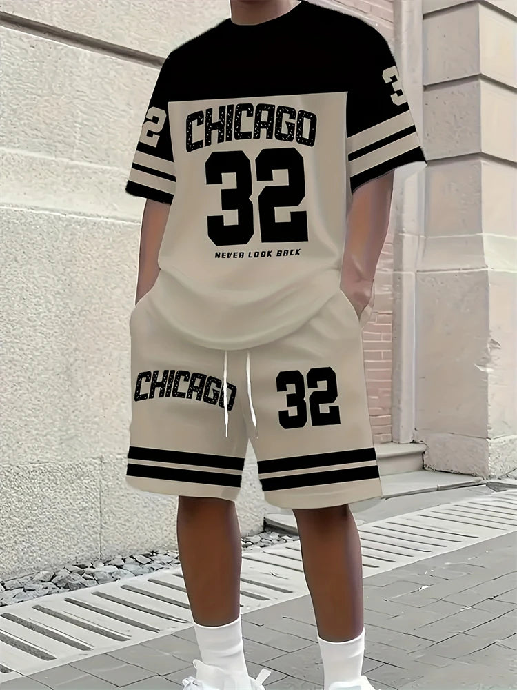 Men's Paisley 3D Print T-Shirt & Drawstring Shorts Set