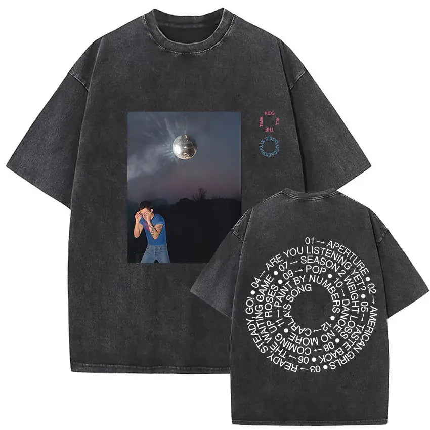 Retro Washed Harry Styles T-shirt Men Women O-Neck Oversized Cotton T Shirt Tops
