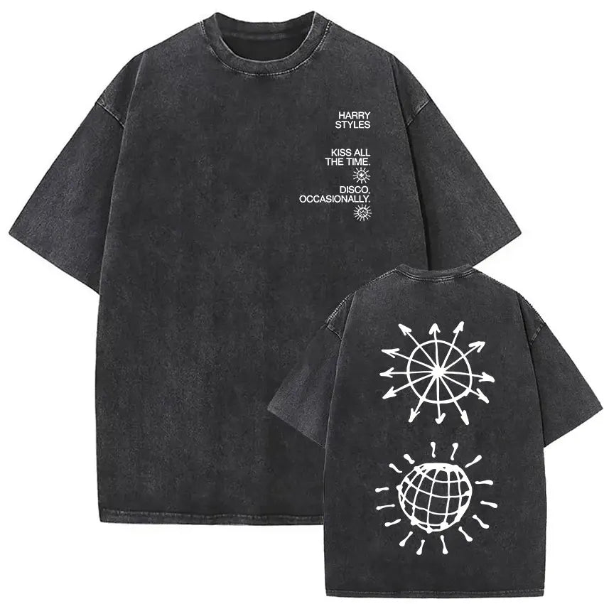 Retro Washed Harry Styles T-shirt Men Women O-Neck Oversized Cotton T Shirt Tops