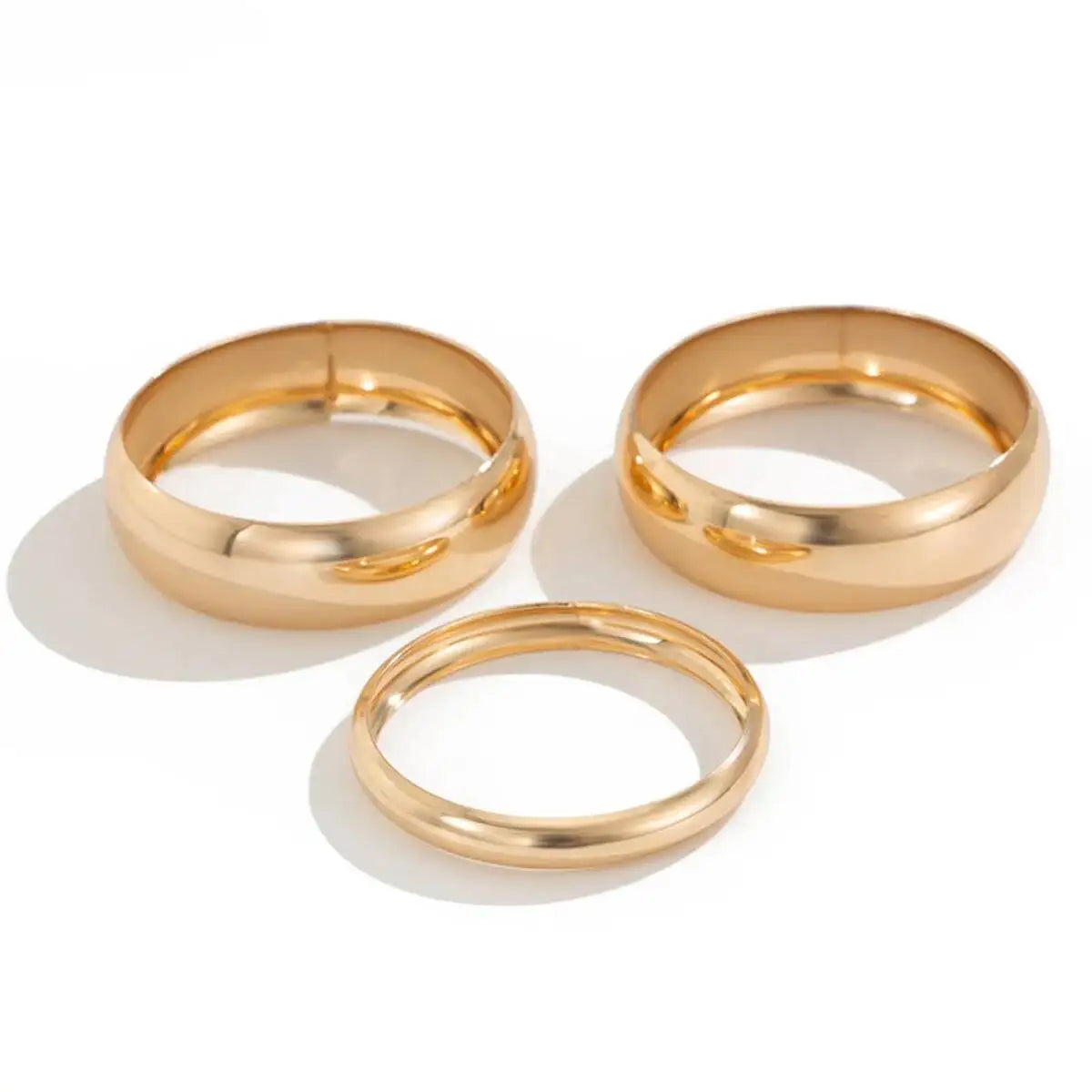 Lumière Statement™ 3-Piece Glossy Metal Stacking Bangle Set